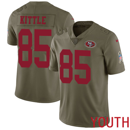 San Francisco 49ers Limited Olive Youth George Kittle NFL Jersey #85 2017 Salute to Service->women nfl jersey->Women Jersey
